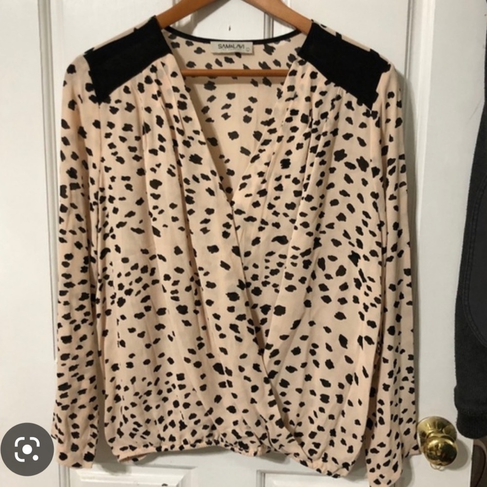 Sam & Lavi faux wrap cheetah print blouse